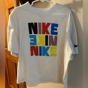 Nike Girls White T-Shirt with Multicolor Logo